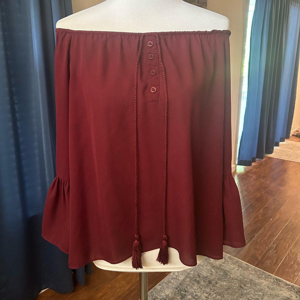 Classy Off The Shoulder Maroon Top